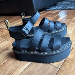 New Size 7 Blaire Hydro Leather Platform Strap Sandals- Dr Martens